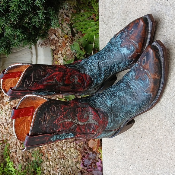 Lucchese Stonewashed Goat Cowgirl Boot Robins Egg N9320 sz 9 - Picture 3 of 16